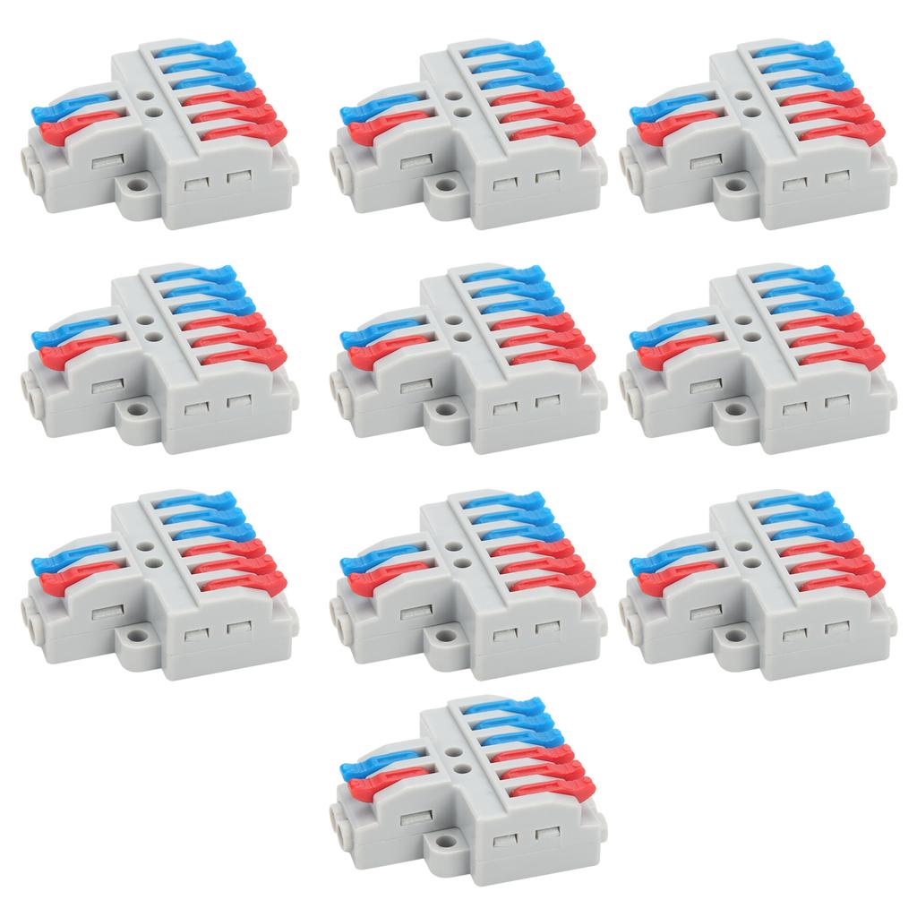 10Pcs Wire Conductor Connector 2in6out with Fixed Hole 4mm Splitter Fast Terminal Block 600V