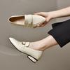 Pointed Single Shoes Women's 2025 Spring New British Style Simple Temperament Work Shoes Two Kinds of Height Shallow Mouth Dress Shoes