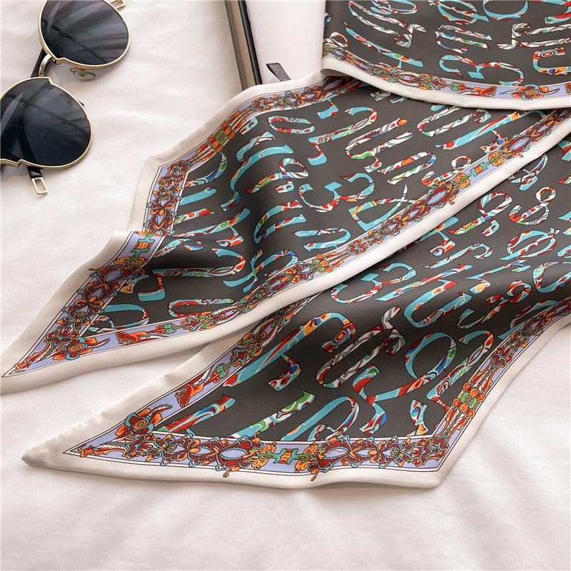 Korean Thin Narrow Ribbon Angled Scarf With Temperament Fashionable Women's Headscarf Small Decoration Versatile Spring Autumn
