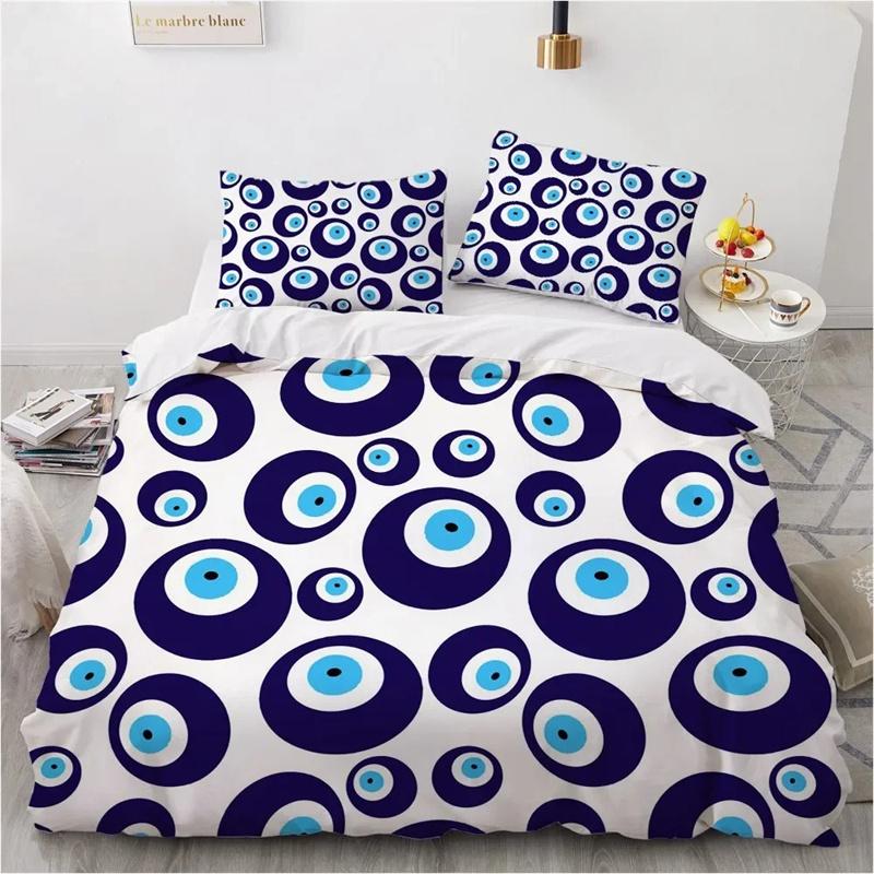3D Printed Blue Evil Eye Bedding Sets,Girls Bed Supplies Set Duvet Cover Bed Comforter Set Bedding Set