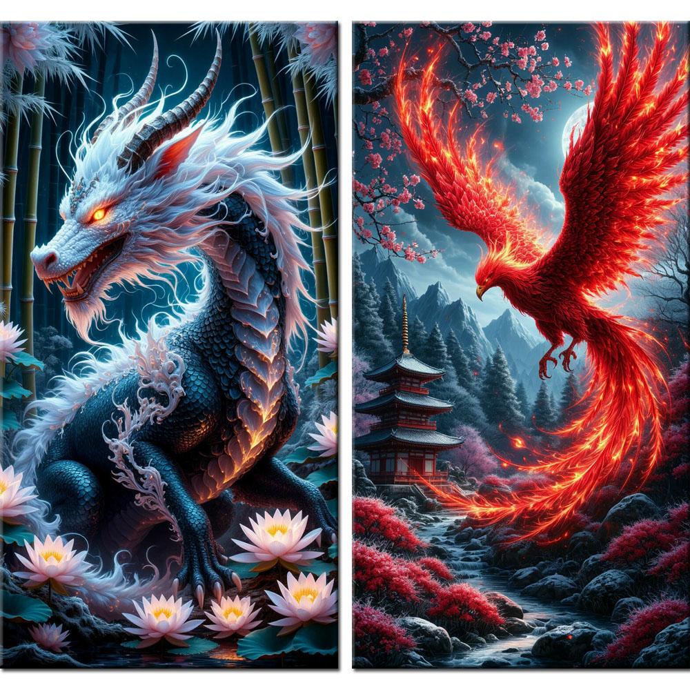 Dragon and Phoenix Picture DIY Diamond Painting Cross Stitch Full Drills Diamond Mosaic New Collection Home Decor