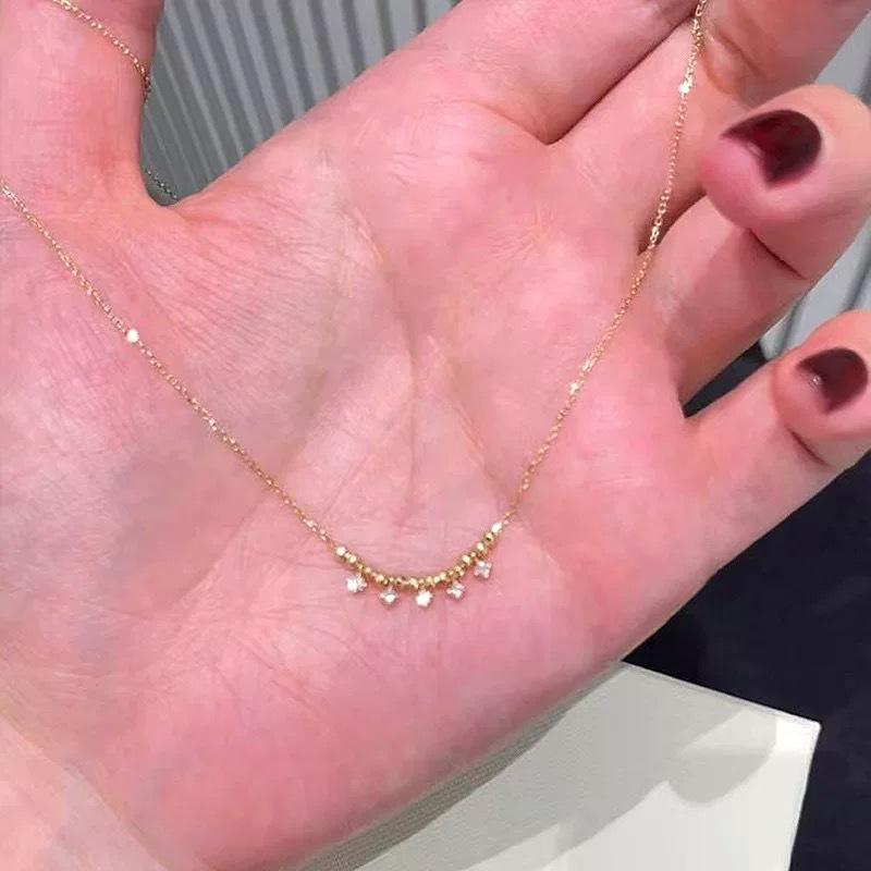 Versatile Temperament, Starry Sky, Laser Bead Necklace, Female Explosive Pendant, Light Luxury, High-end Necklace Accessory 40CM