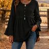 Women V Neck Ruffle Sleeve Blouse Casual Loose Fit Frill Tunic Top