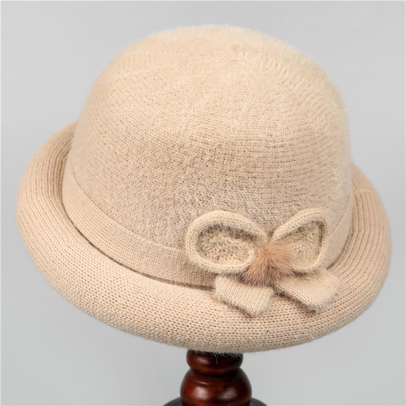 

Женская шерстяная шляпа-котелок, модная шапка во французском стиле, теплый зимний аксессуар, декоративная шляпа для особых случаев one size бежевый