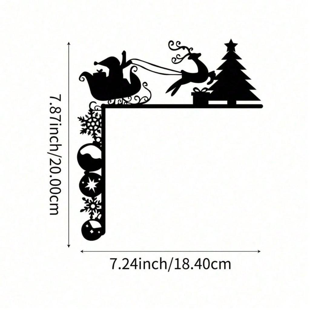 Christmas Sleigh Wall Stickers, Metal Iron Art Decor for Doors, Frames, Home Wall Decoration, Winter Holiday Ornaments, Festive Room Accents