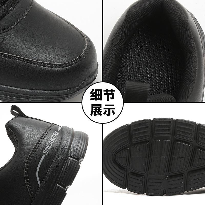 Shoes Spring and Autumn Leather Surface Lightweight Sneakers Black Casual Running Shoes Soft Sole Comfortable Travel Shoes