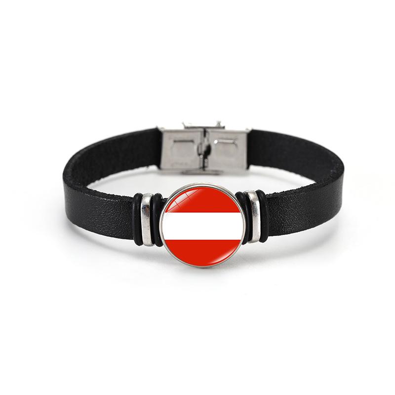 Weltcup-Länderflaggen Lederarmband Armreif - Europameisterschaftsflaggen Design Schmuck