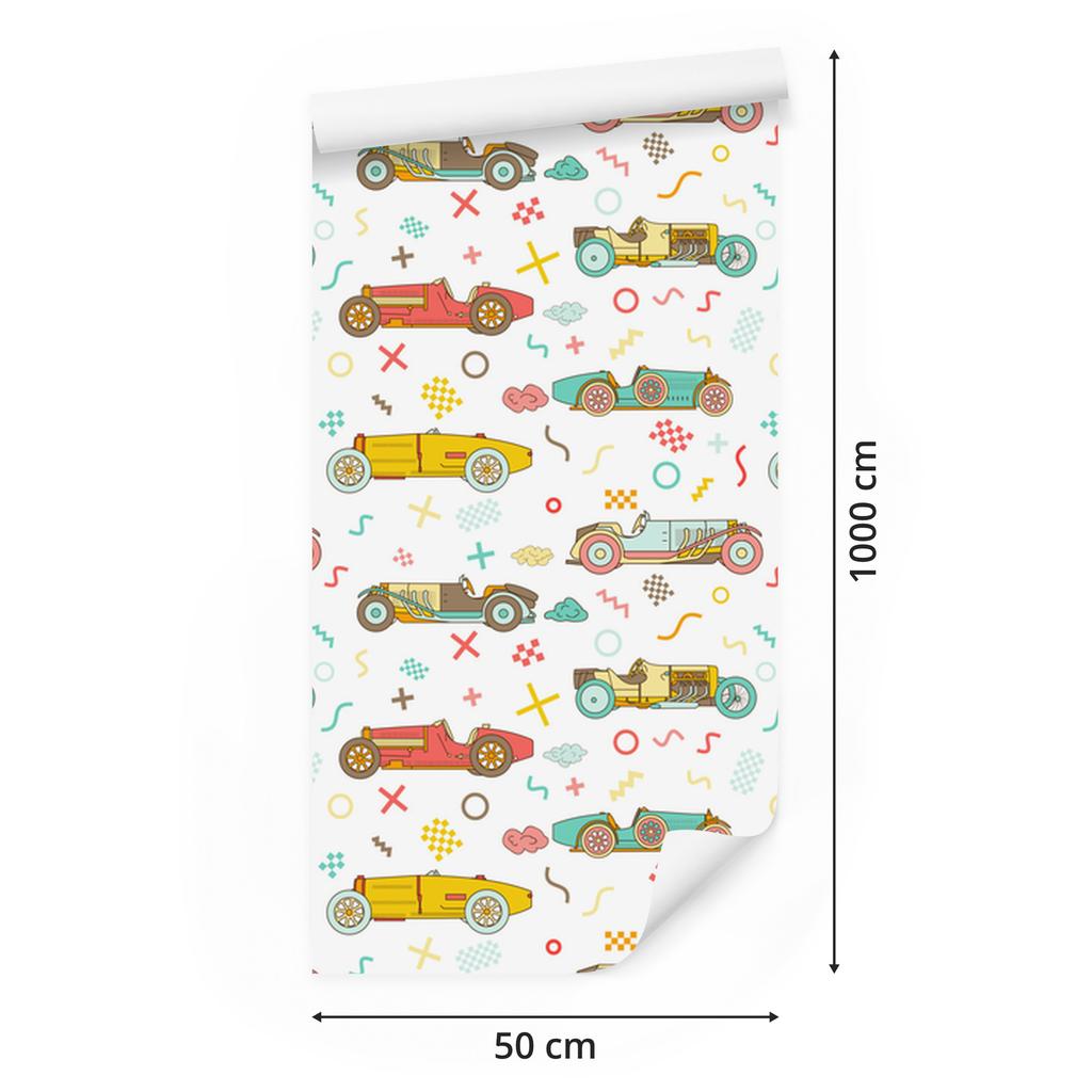 Vintage Racing Cars Wallpaper for Living Room and Bedroom 50x1000