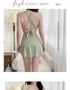 Women's Conservative Slimming One-Piece Swimsuit - INS Style, Sexy Strappy Korean Dress Design