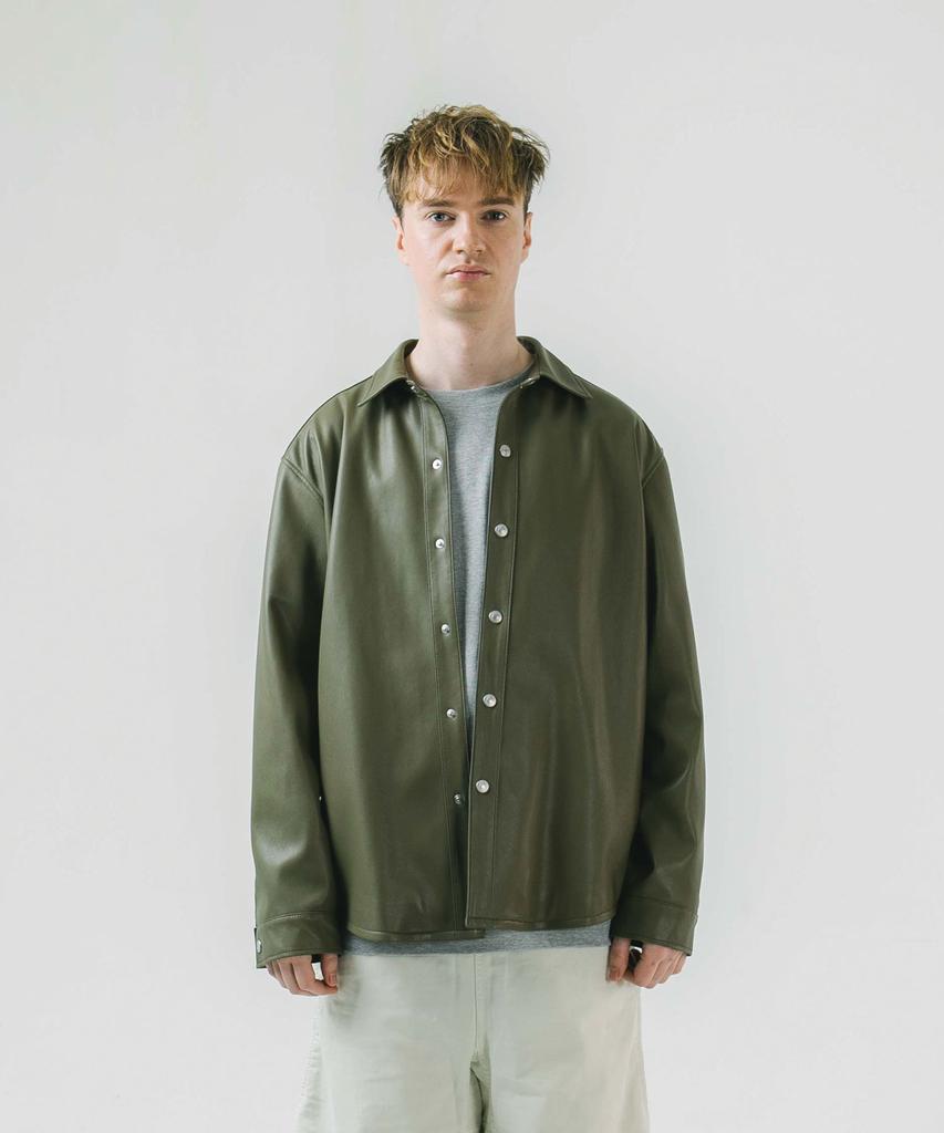 DREAMWORLD [Leather] Long Sleeve Shirt Olive_01