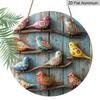 Plano 2D, 1 pieza Redondo de Aluminio Colorido Pájaro de Arte Popular Señal, Vintage Floral Pintado Pájaro Placa de Metal, Impermeable y a Prueba de Óxido, Perfecto para Casa de Campo