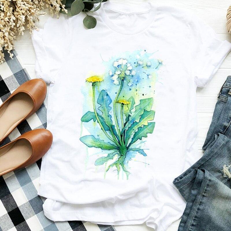 Women Lady Flower Butterfly Cartoon Printing 90s Fashion Print Shirt Clothes T Tee Womens Tshirt For Female Top Graphic T -Shirt