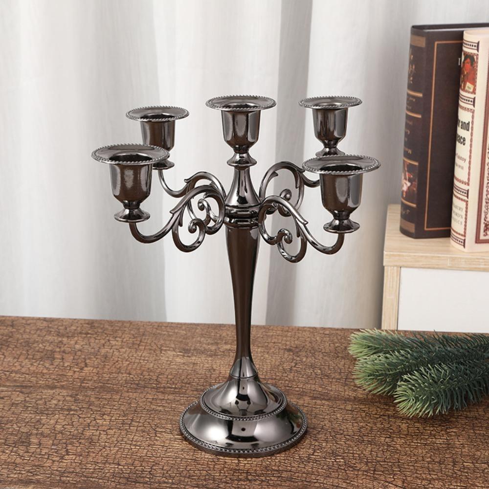 3/5 Arms Candle Holder Electroplated Candelabrum Wedding Decorations European Candlestick  Banquet