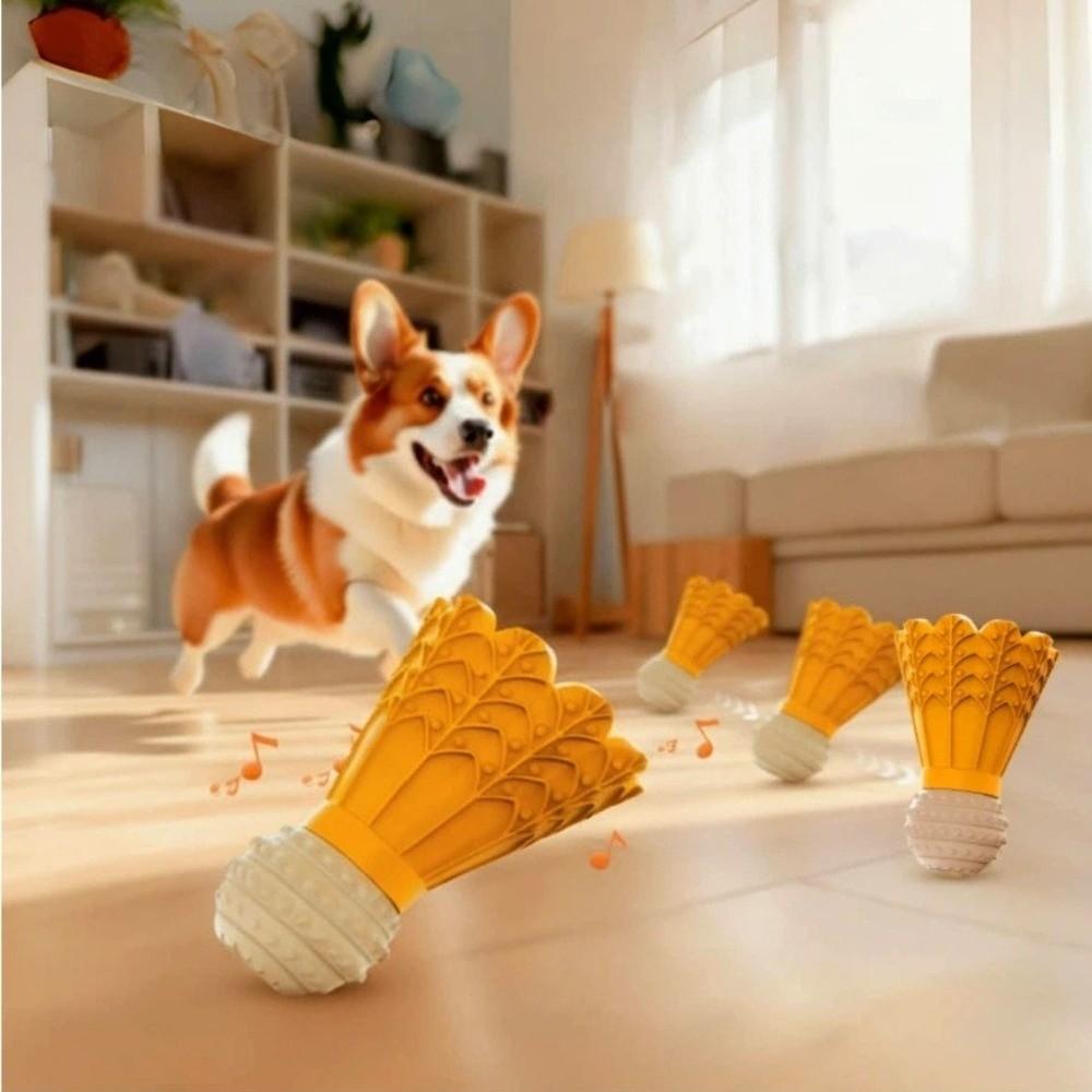 Durable Badminton Shape Dog Chew Molar Toy Self Playing Rubber Bite Resistant Toy Bite-resistant Grinding Teeth Stick Dog