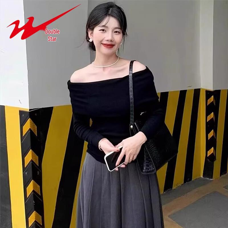 French Style Off-Shoulder Long Sleeve Knit Top