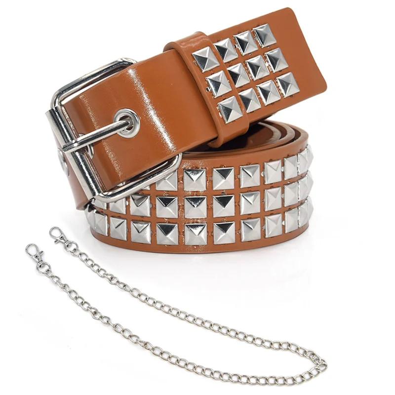 Hollow Bullet Decoration Belt Fashion Ladies Leather Studded Gift Man Goth Rock Wild Adjustable Women Punk Black Belt