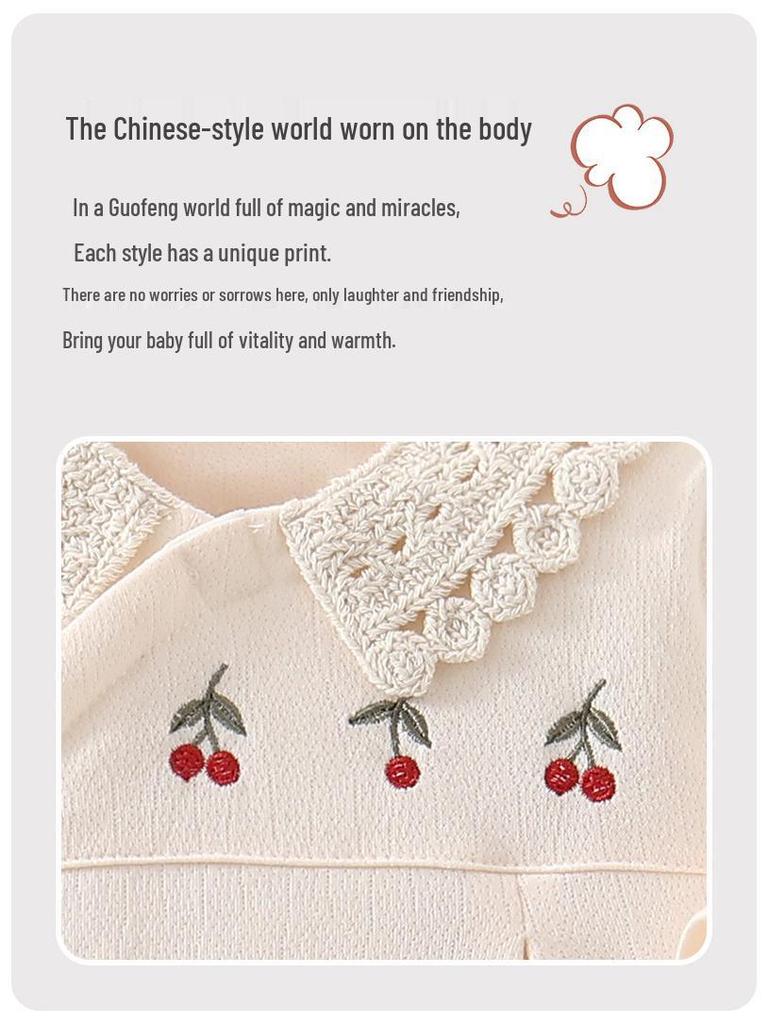 Autumn Winter Quilted Baby Romper with Lace Collar - 40g for Girls