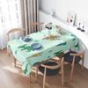 Cartoon Print Tablecloth Polyester Home Decoration Plaid Blue Green Waterproof Non-Slip Dining Linen Bedding