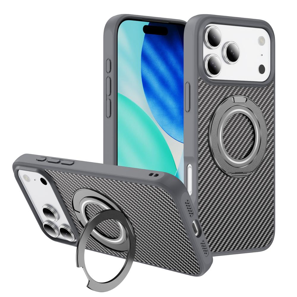 

360°rotating Bracket for MagSafe Magnetic Phone Case for IPhone 17 Air 16E 16 15 14 13 12 Pro Max Carbon Fiber Protective Cover iPhone 15 Pro Max сірий колір