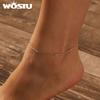 WOSTU Real 925 Silver Bead Anklet Snake Foot Chain Jewelry for Women Beach Stacking Jewelry Vacation Gift BST009