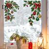 Electrostatic Window Film 2Pcs Christmas Static Clings, Corner Wreath No?Glue Glass Decals with Holly Reusable Sticker Xmas Balls Bow Poinsettia,