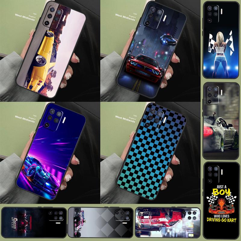 Boy Racer Car Case For Oppo A15 A80 A60 A40 A94 A54 A98 A78 A18 A38 A58 A16 A76 A96 A17 A77 A74 A57S Cover