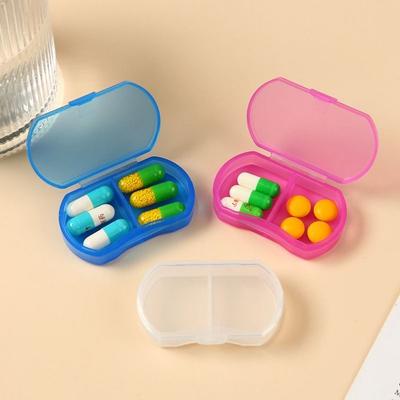 With Lid Mini Medicine Box Dust-proof Pill Packing Box Simple 2-gird Pill Box  Home