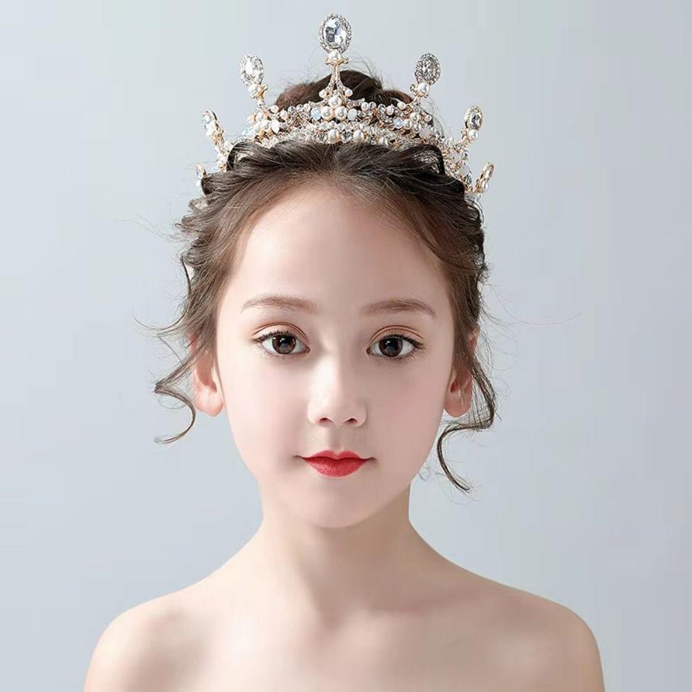 Pearl Rhinestone Bridal Headbands Crystal Bridal Crown Princess Diadem  Women Bride