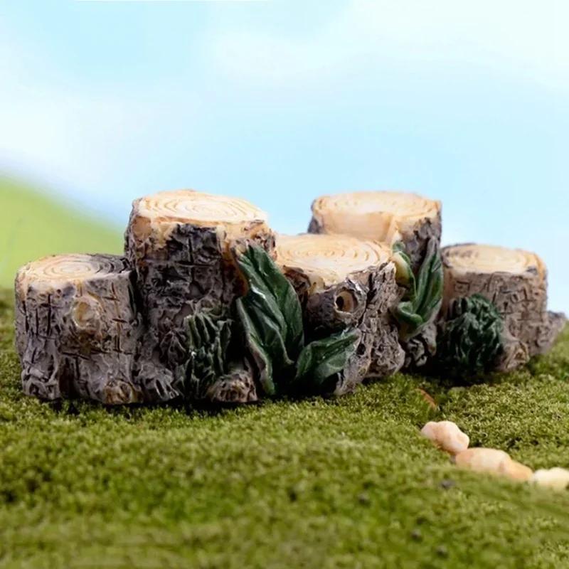 1pcs Model Tree Stump Bridge DIY Mini Resin Fairy Tale Garden Dollhouse Aquarium Succulent Animal Miniature Landscape Decoration