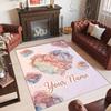 Hearts Theme Crystal Velvet Floor Rug Personalized Custom Name Text Warm Carpet Home Decoration