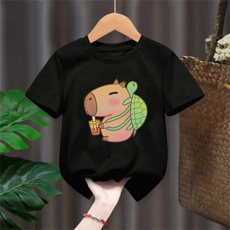 Summer Smiling Face Print Children's T-shirt Short-sleeved Pure Cotton Loose Basic Versatile Base Cool Simple Kid Girl Tees Tops