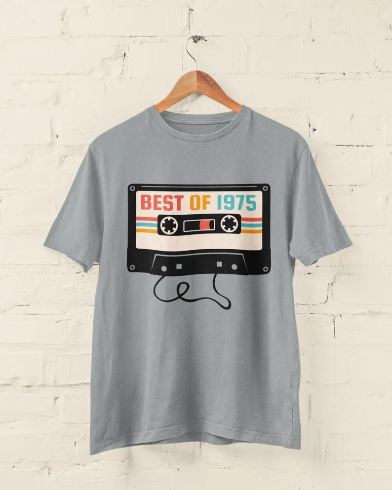 

Vintage 1975 Tapes Graphic Printing T-shirt Fashion Leisure and High-quality Round Collar Men s T-shirt 4XL