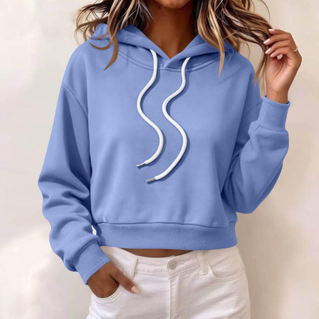 Women's Casual Long Sleeve Pullover Hoodie Lightweight Sweatshirt with Adjustable Drawstring Hood and Ribbed Cuffs for Everyday Wear