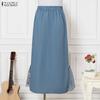 ZANZEA Womens Casual Floral Print Mesh Splice Hem Summer Midi Skirts