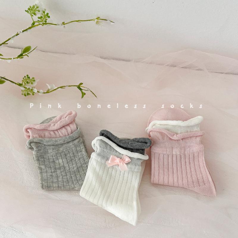 3 Pairs/set Cute Fashion New Korean Girls Socks Summer Thin Mid-Crew Lace Mesh Breathable Seamless Ankle Socks with Bow Trim