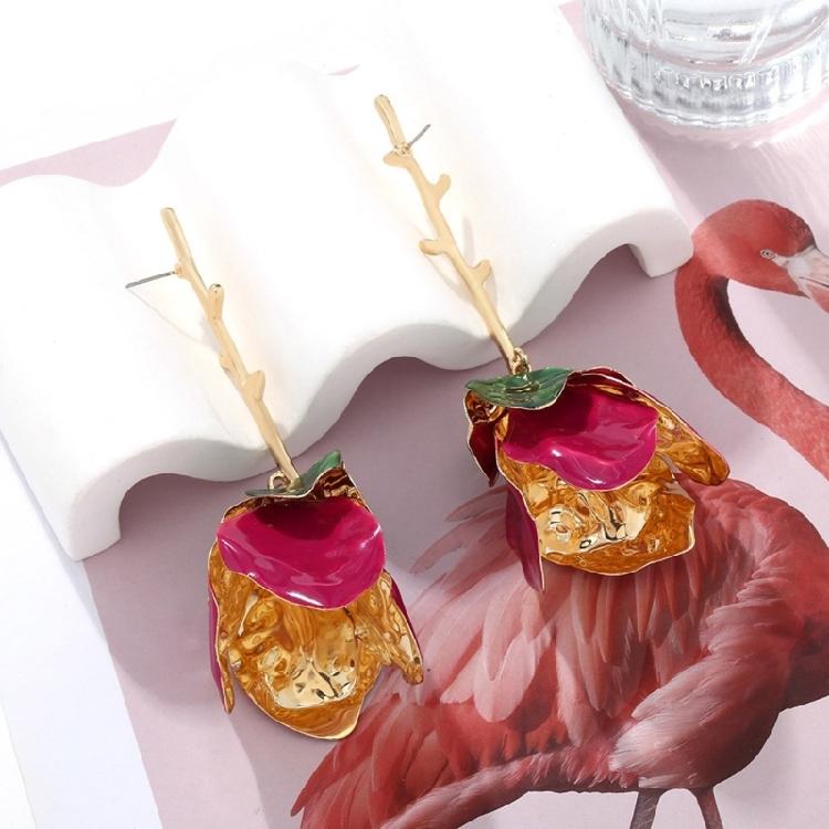 Alluring Long Floral Patterned Earrings Sophisticated Long Floral Earrings for Women Evening Party Fashion Ear Pendant