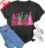 New Year Xmas Gift Merry Christmas Cotton Shirts for Women Merry and Bright Tree Graphic Holiday Printed TShirt Tops Unisex Tee