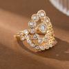 Luxurious Multi-layered Bezel-set Artificial Gemstone Ring Made of Copper for Ladies' Jewelry Suitable for Banquets and Weddings