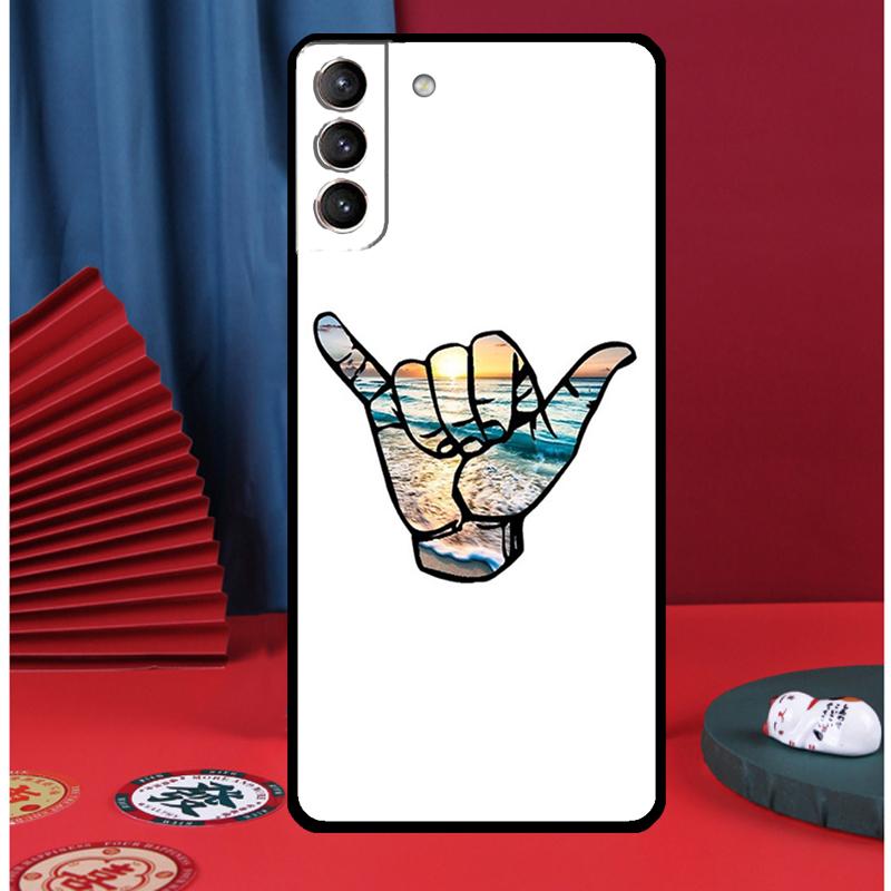 Shaka Surf Hang loose Handyhülle Für Samsung Galaxy S25 Ultra S9 S10 S20 S21 FE S22 S23 Plus S24 Ultra Rückseite