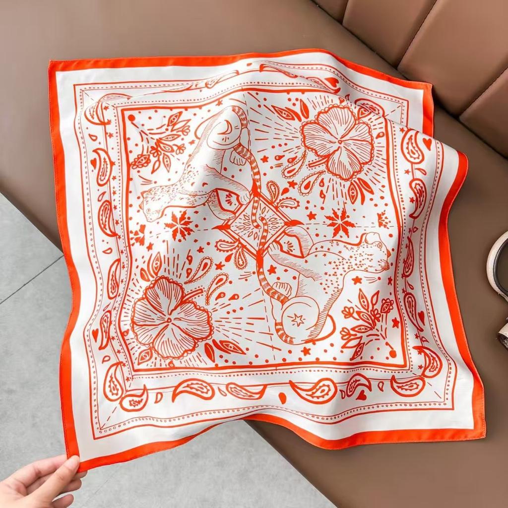 New Silk Silk Scarf Women's Spring Fashion Elegant Peony Plain Crepe Satin Silk Scarf 100% Mulberry Silk Square Scarf 53 Silk Scarf