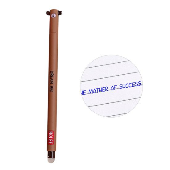 Smazatelná propiska 0,7 mm s černým inkoustem, s měkkým úchopem šetrným k pokožce, roztomilé zvířecí víčka, design s tlačítkem, doplňovatelné tužky, školní potřeby