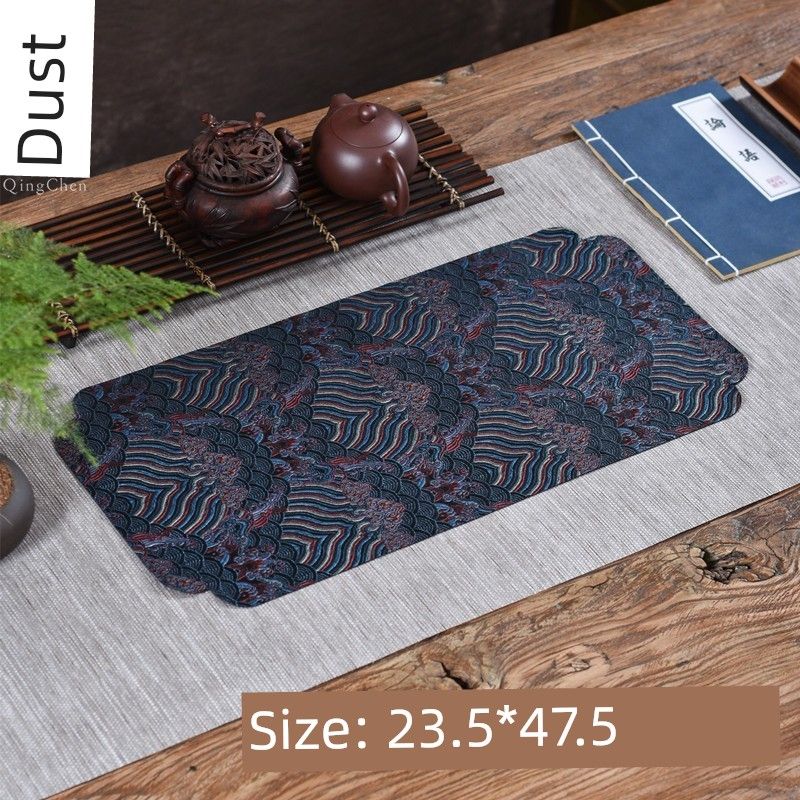 

Dust Double-Sided Brocade Master Seat Zen Fabrics Dry Pour Seat Absorbent Tea Mat Minimalist Tea Mat Insulated Table Runner Life geometry small tea mat