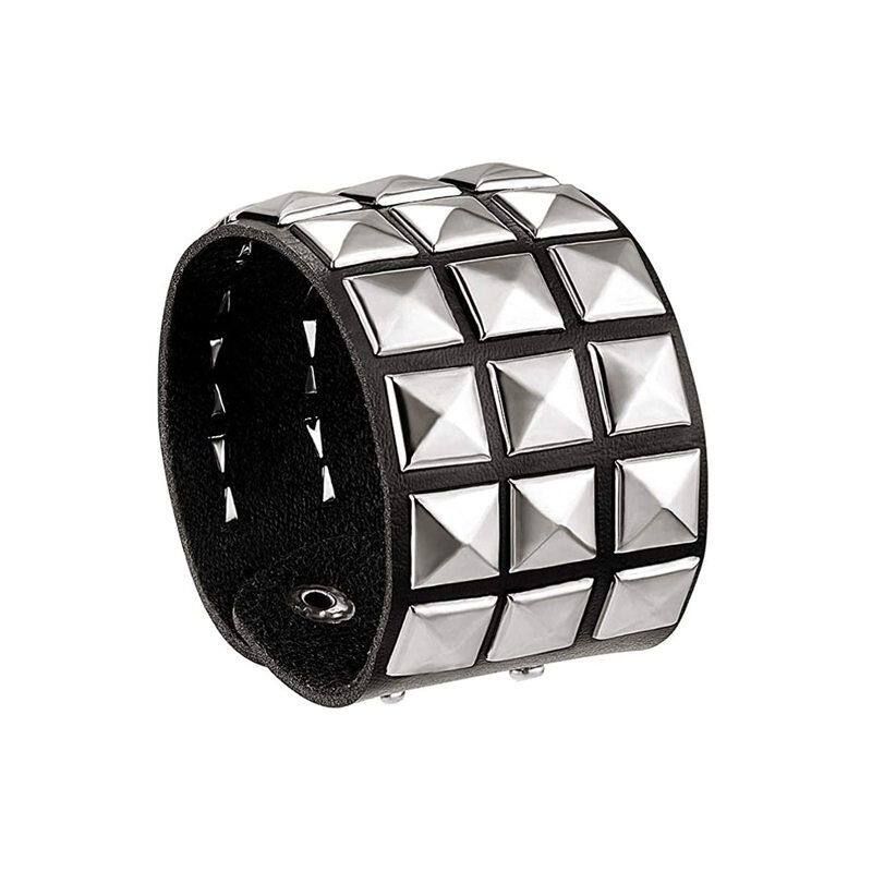 Fashion Fashion Punk Street Shooting Nightclub Square Rivet Spike Bracelet Ins Couple Leather Bracelet Bracelet