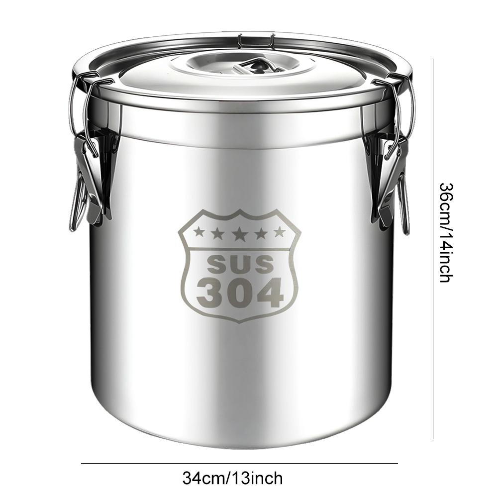 6/12/21/33L 304 Rustfritt Stål Matoppbevaringsbeholder med Forseglingslokk Matolje Sukker Melkeoppbevaringsbøtte for Husholdningskjøkken