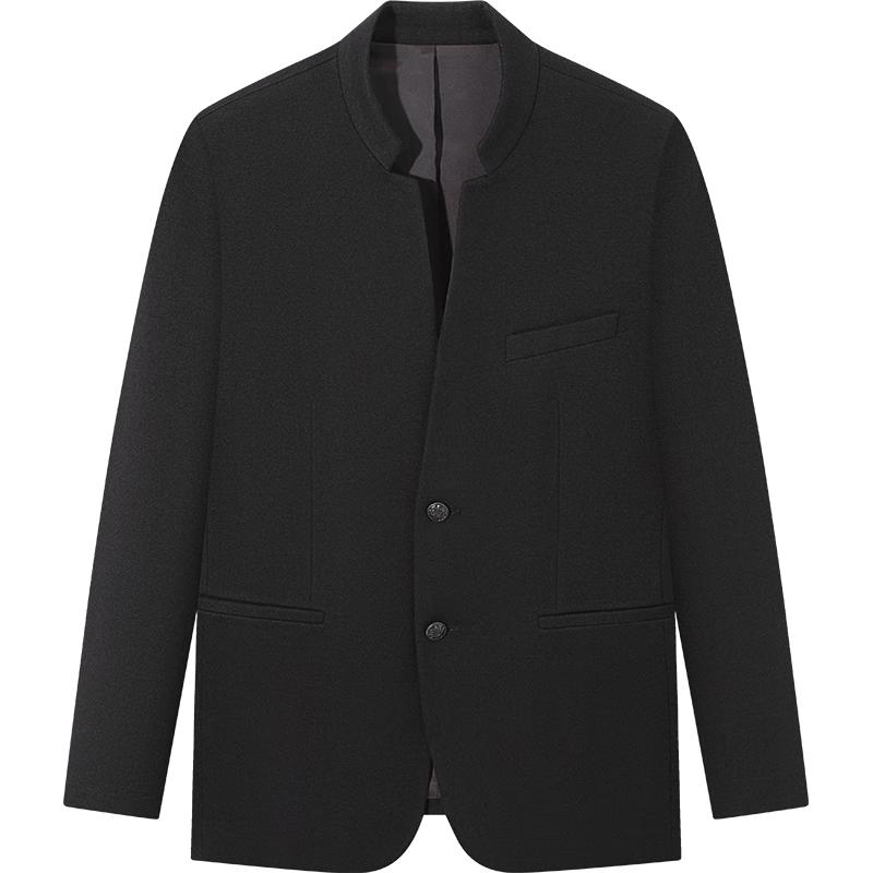 SEVEN Men's Lamb Wool Blend Mandarin Collar Suit Jacket