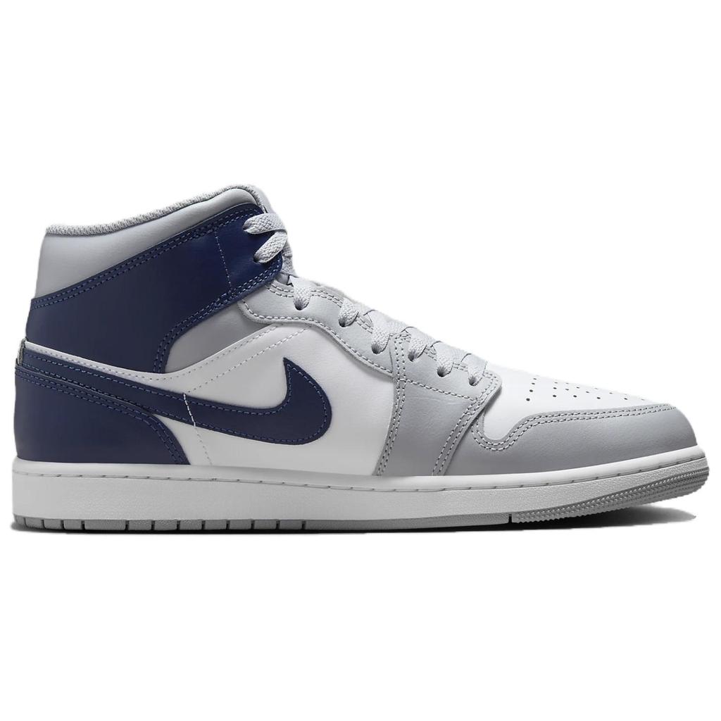 Air Jordan 1 Mid Wolf Grey Midnight Navy Uomo Sneakers Bianche DQ8426-104