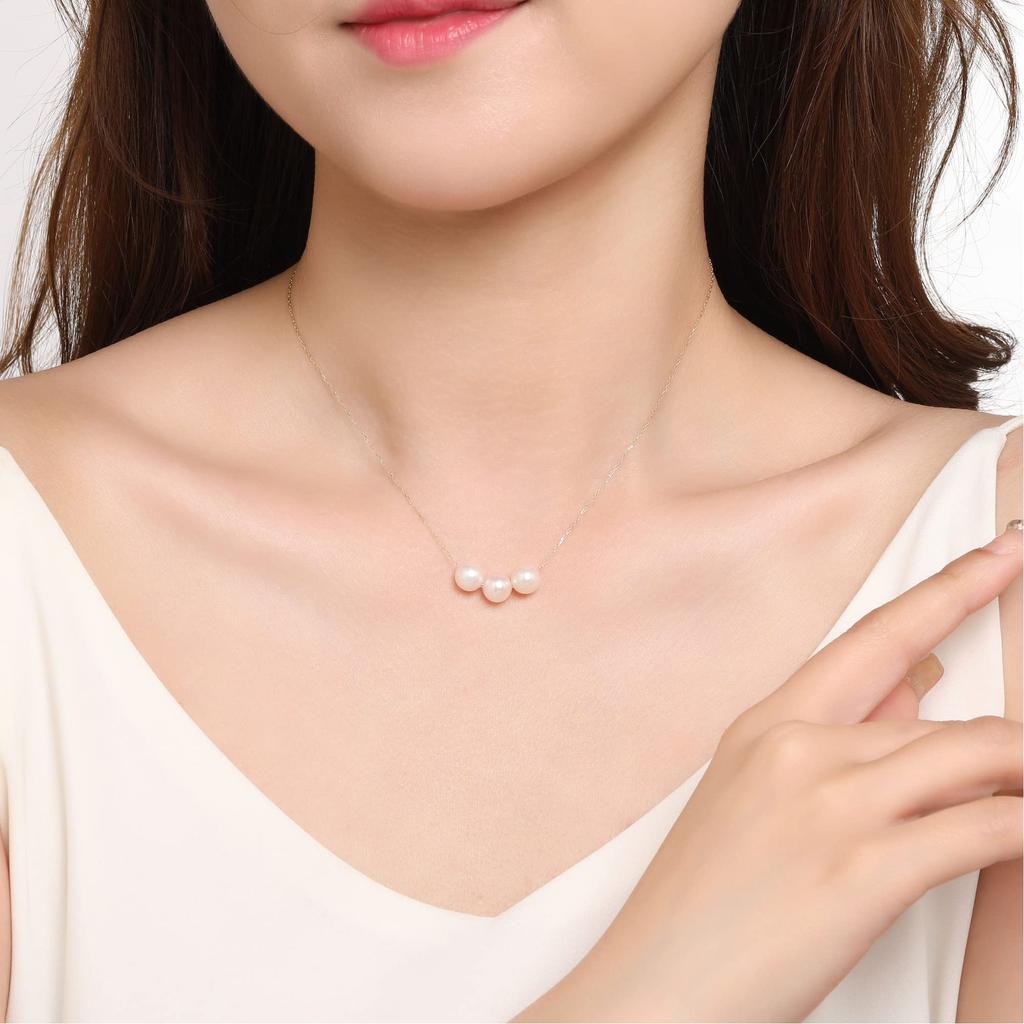 PEARL Made In Natural Pearl Necklace for Akoya Pearl Everyday Piercing [KOKO JEWELRY] Japan, Women, Necklace, Casual, Use, C. 3-Pearl (7.5-7.9mm)