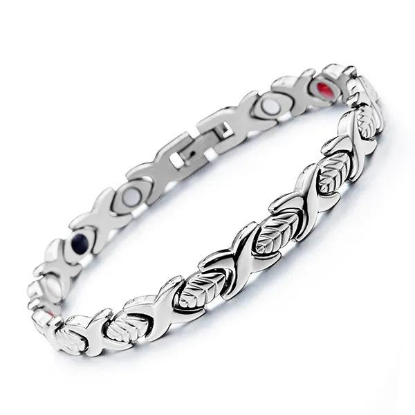 Хит продаж Браслет-магнит XO Leaf Съемный Магнитный Браслет Здоровья и Энергии серебряный