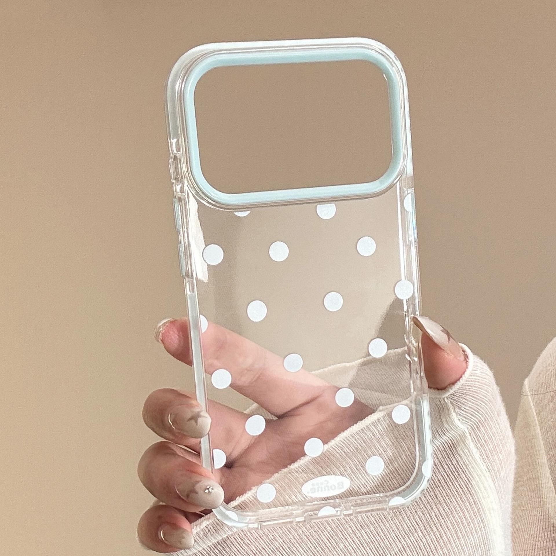 

Solid Color Polka Dots for IPhone17 for Apple 16promax Mobile Phone Case for14 Simple Japanese and Korean Style 13 Transparent 15 Soft 11 6.1