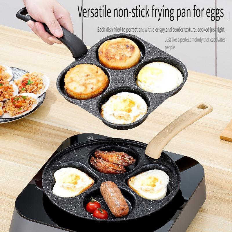 1PC 4-in-1 cast iron egg cooker, non-stick single-handle frying pan, multi-purpose kitchen gadget